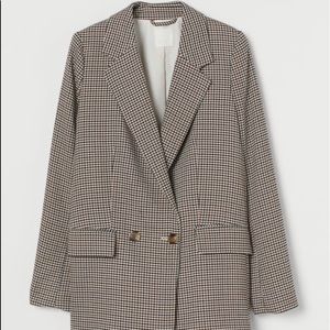 Oversized Double Breasted Checked Blazer S 38 New